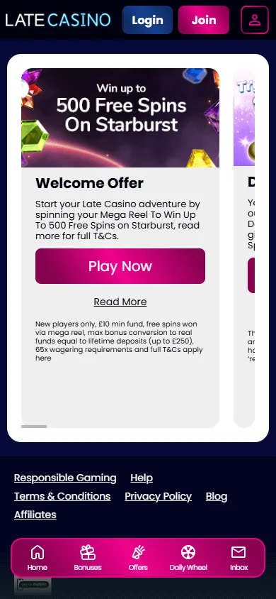 Sg Casino mobile promotions view with the welcome bonus and free spins