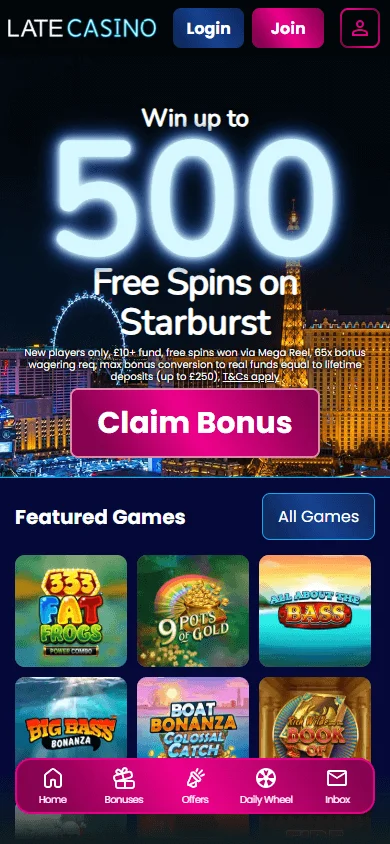 Sg Casino mobile home view with the $750 welcome match and 200 free spins