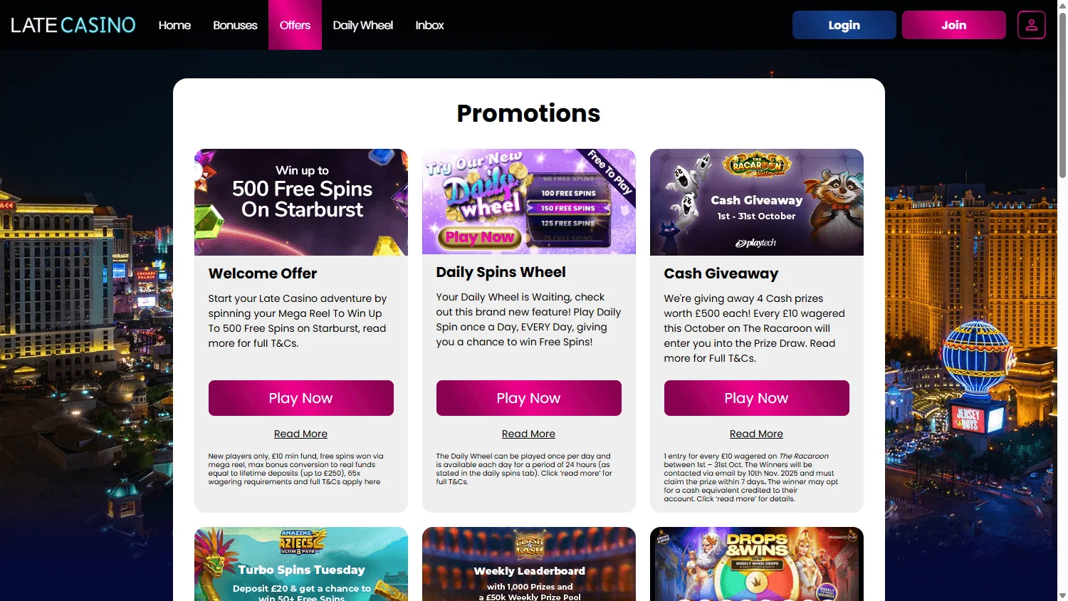 Sg Casino desktop promotions view with the welcome package and promotional offers